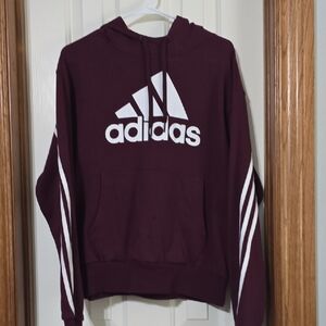 Adidas Burgundy Hoodie with Classic White Stripes